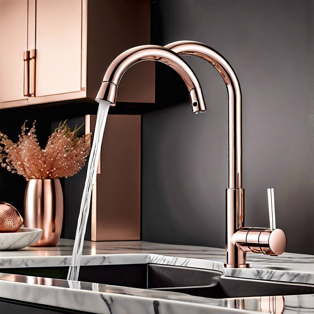 rose gold faucet and fixtures
