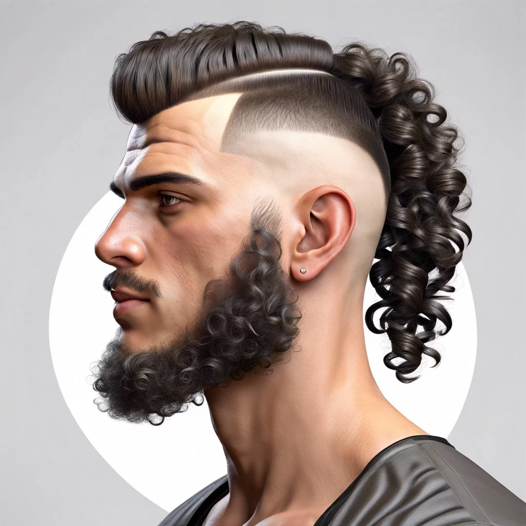 side shaved curly mullet