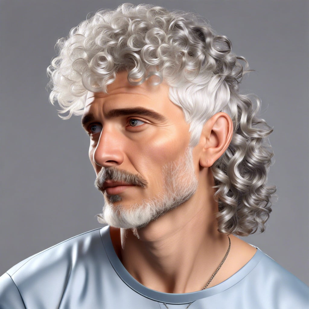 silver hair curly mullet