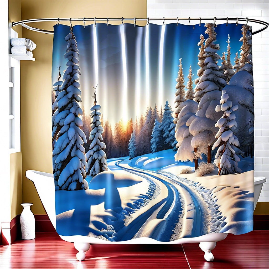 snowy scene shower curtain
