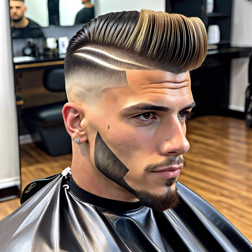 taper fade with mullet motif