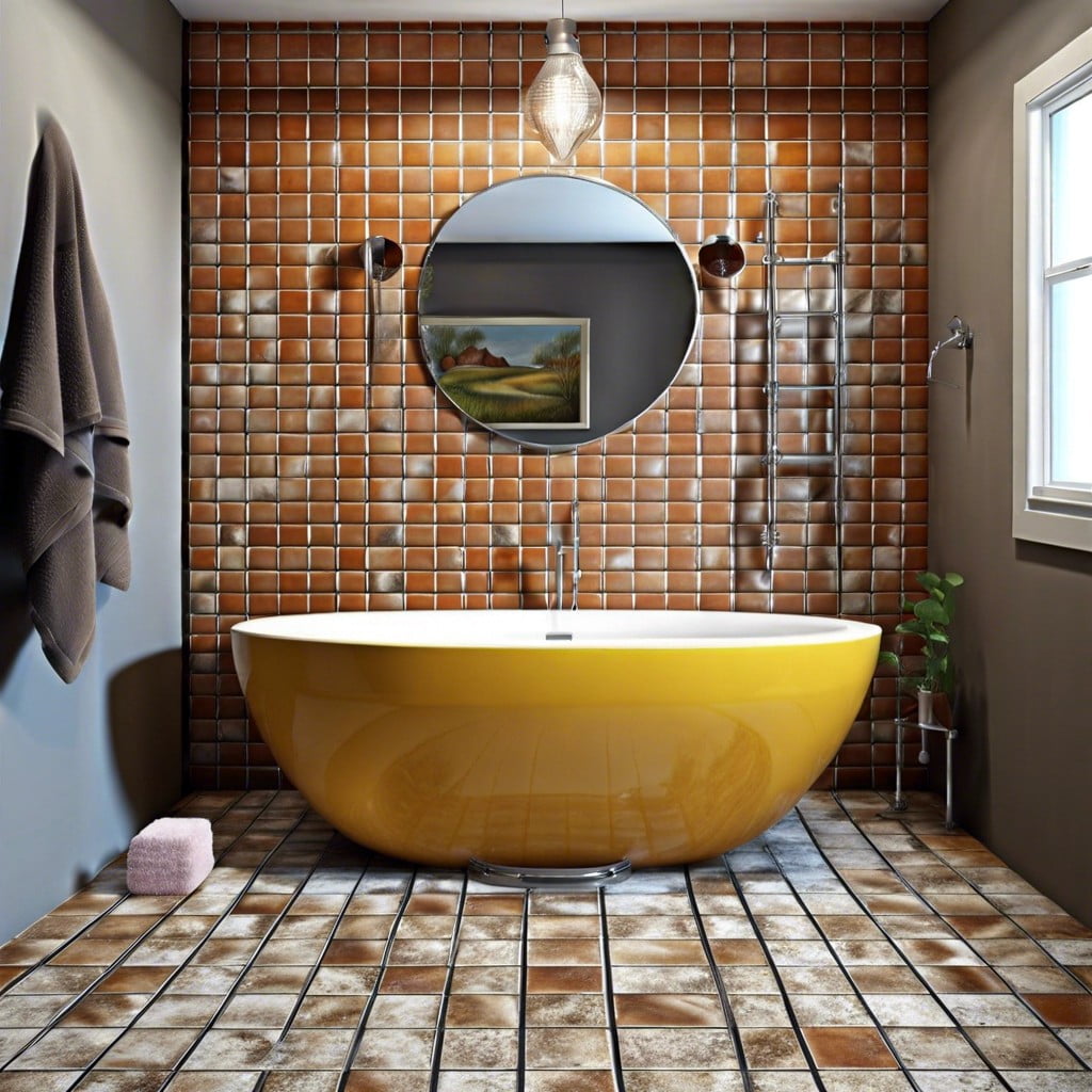 unusual tile materials for half tiled bathrooms