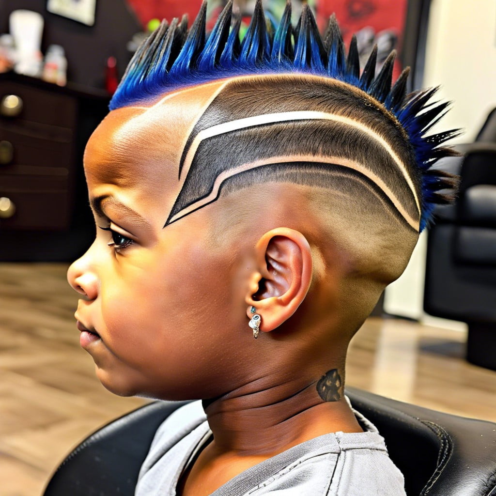 2 temp fade mohawk with shaved designs