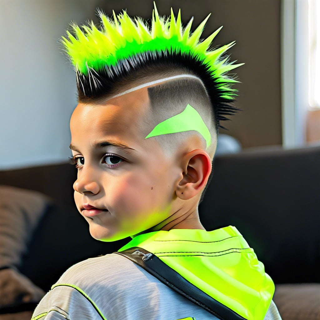 8 spiked mohawk with neon highlights