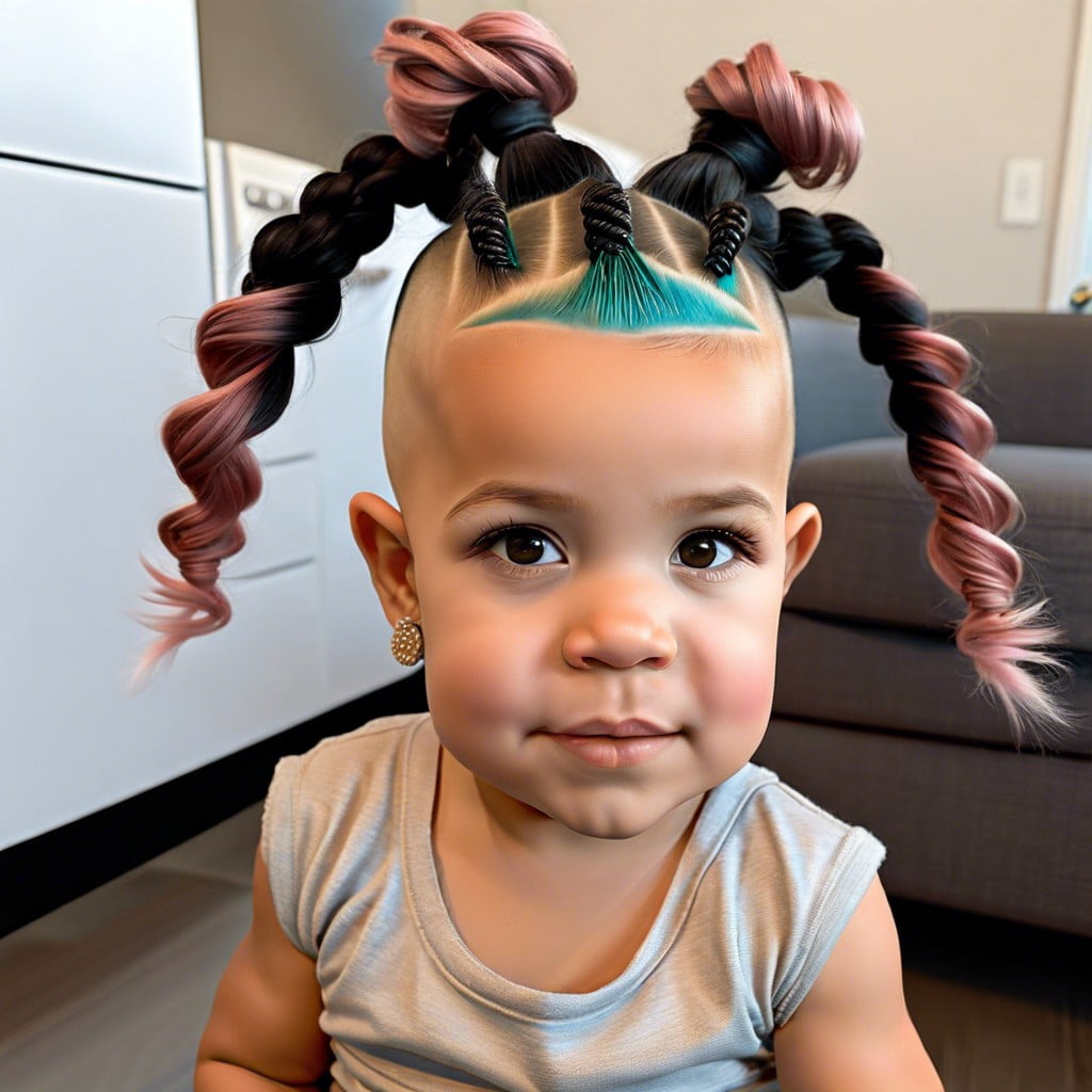 9 toddlers mohawk with twisted pigtails