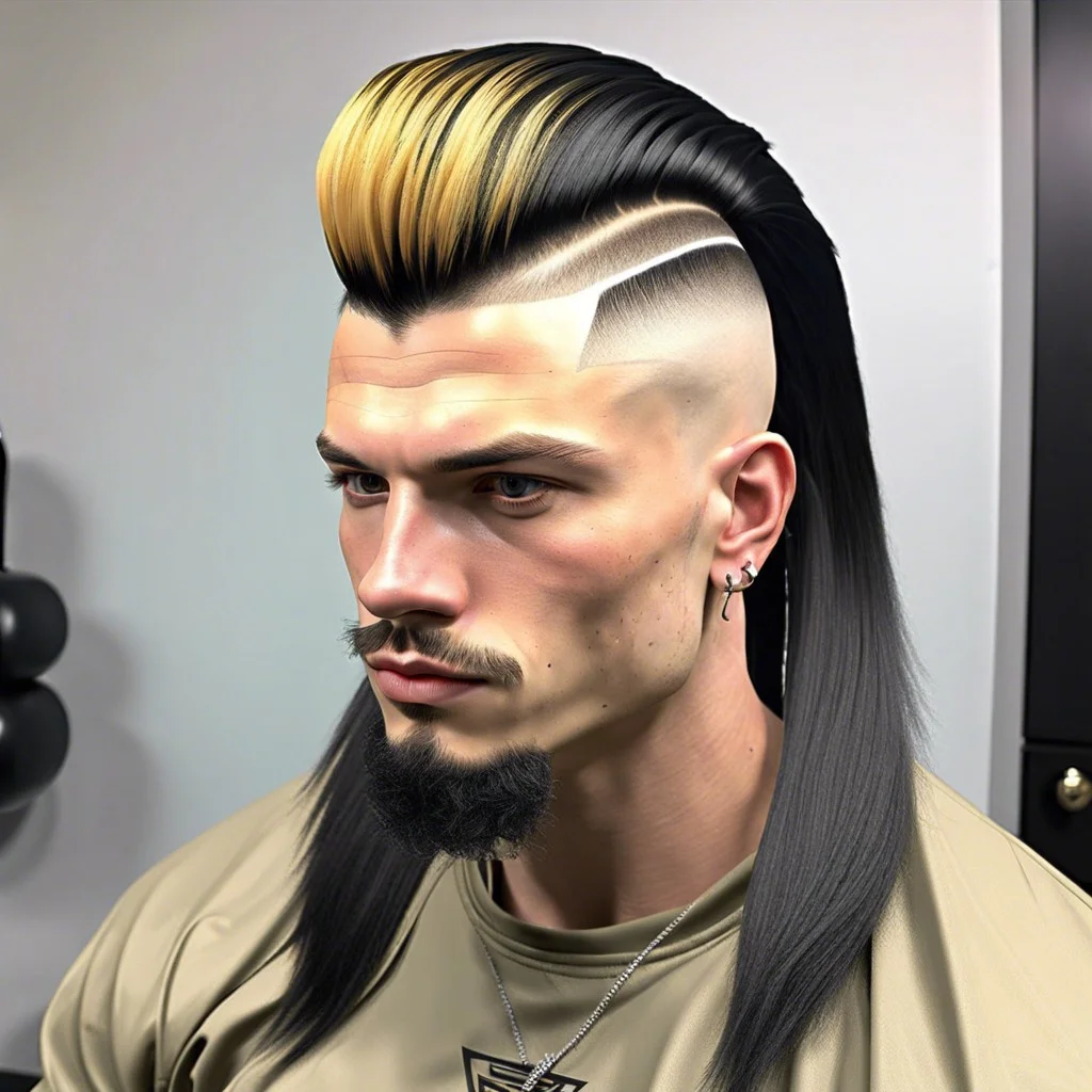 burst fade mullet with hard part