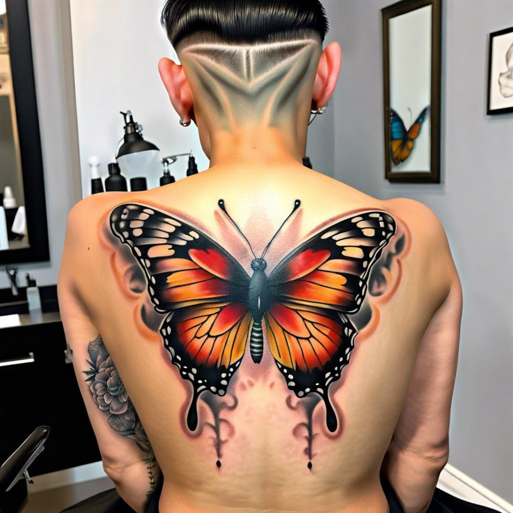butterfly tattoo in a faded cut