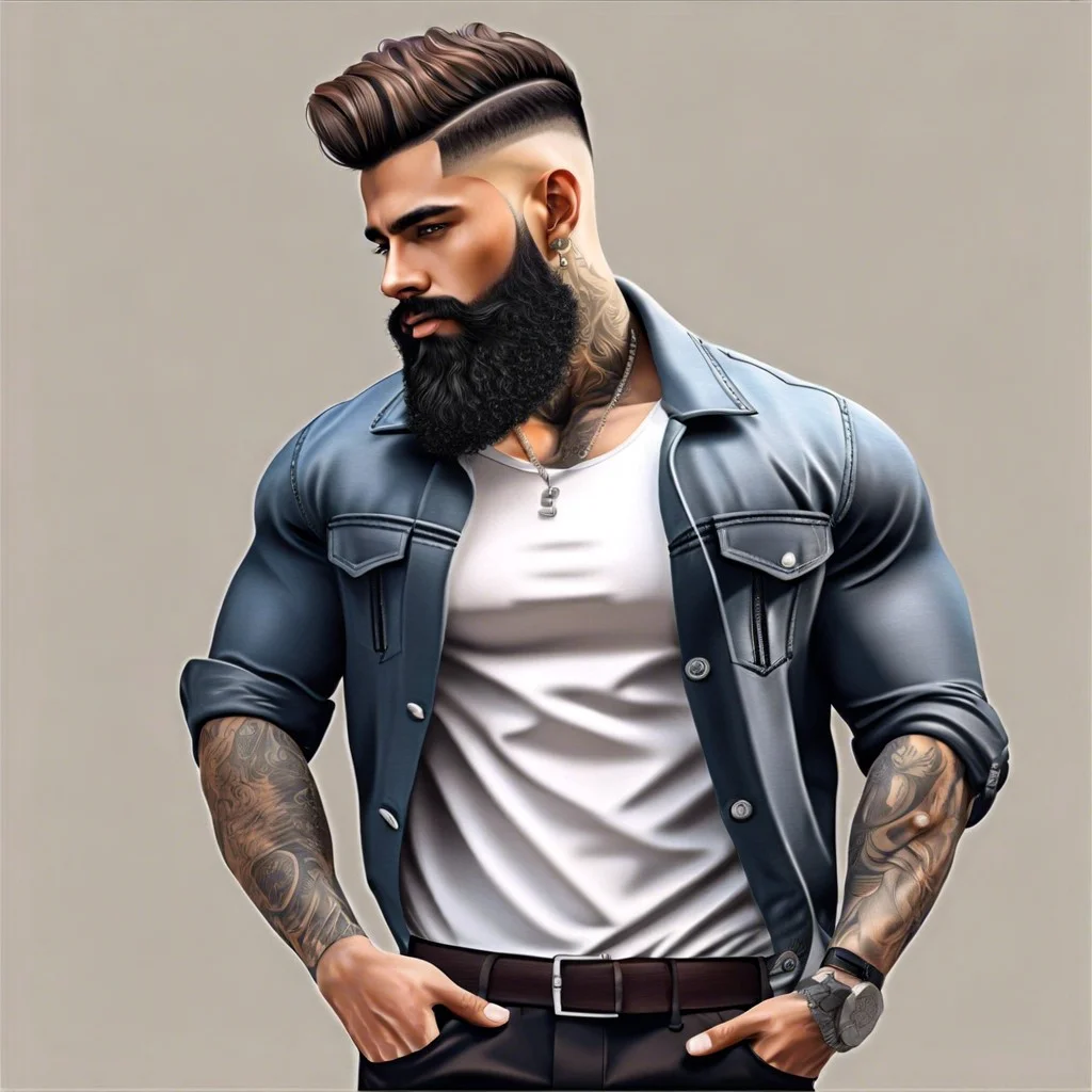 contrast crop top with beard