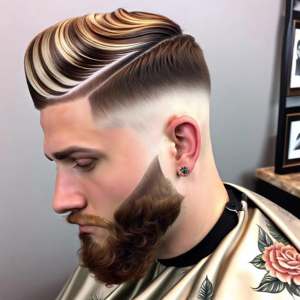 floral pattern merged with waves on a drop fade