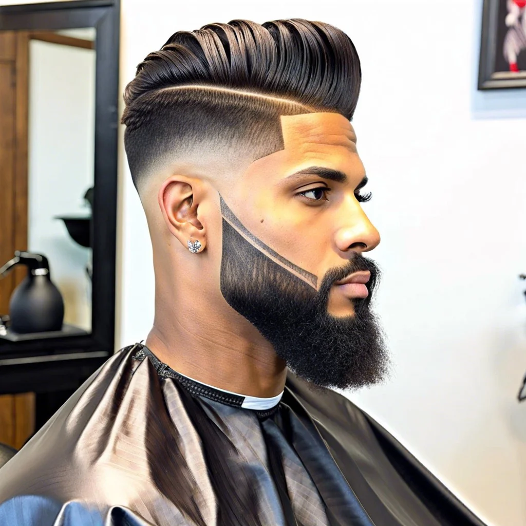 low taper fade with inverted triangle design