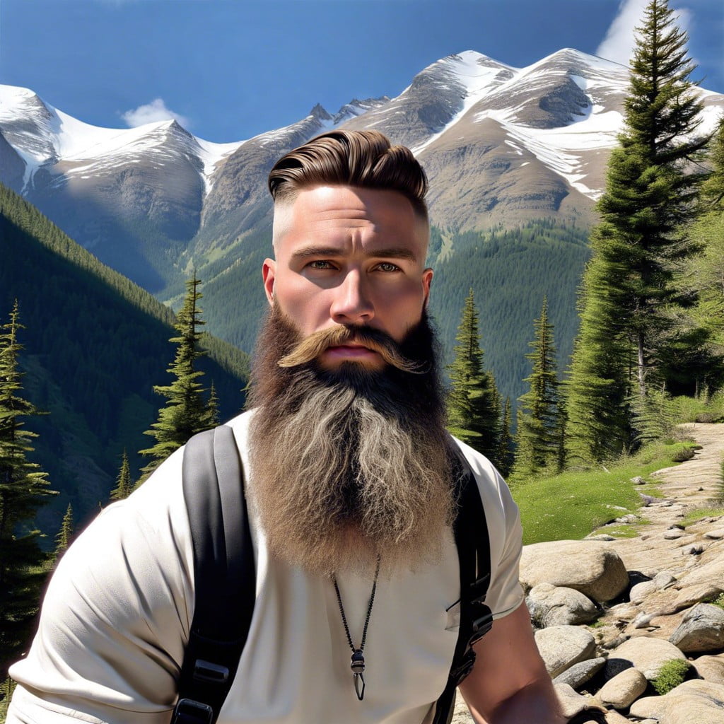 mountain man taper fade with long beard