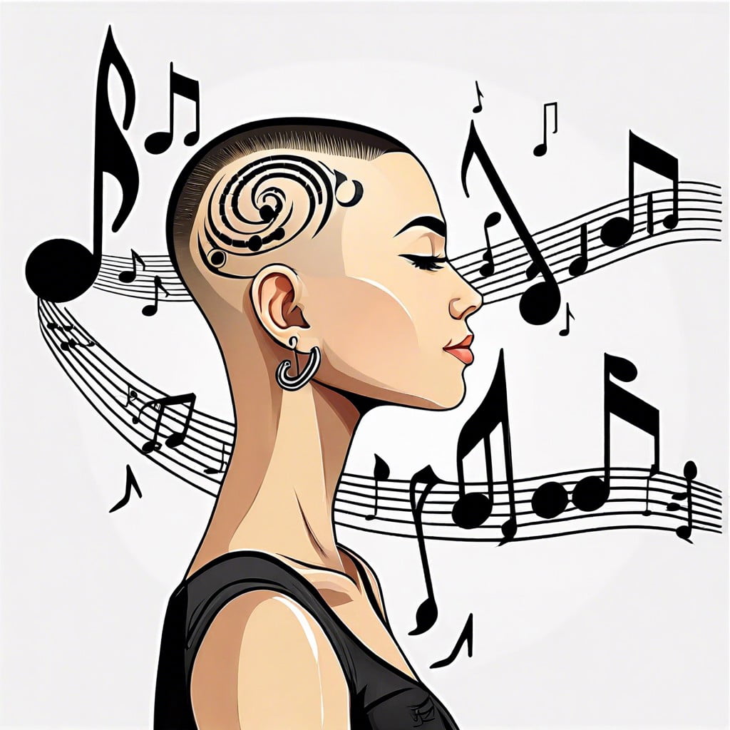 musical note design on buzz cut