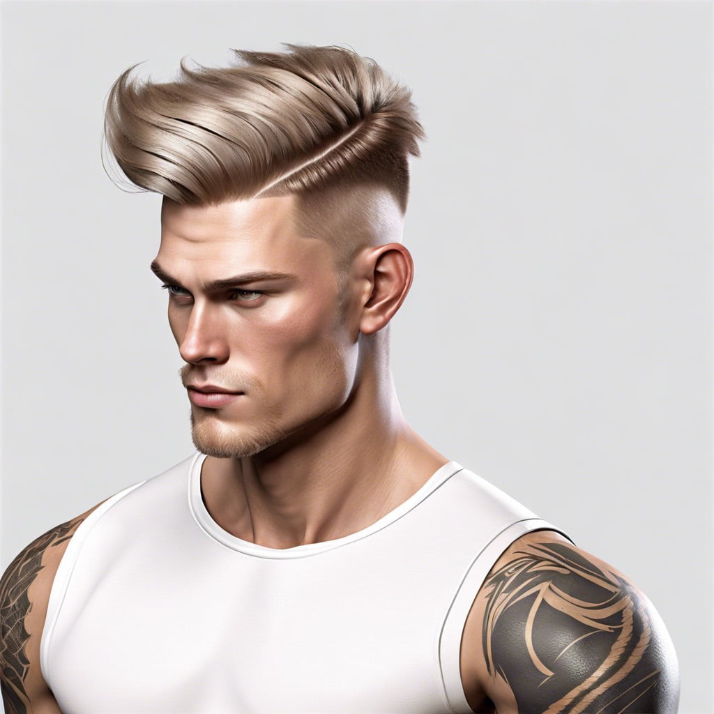 nordic taper fade with side swept hair