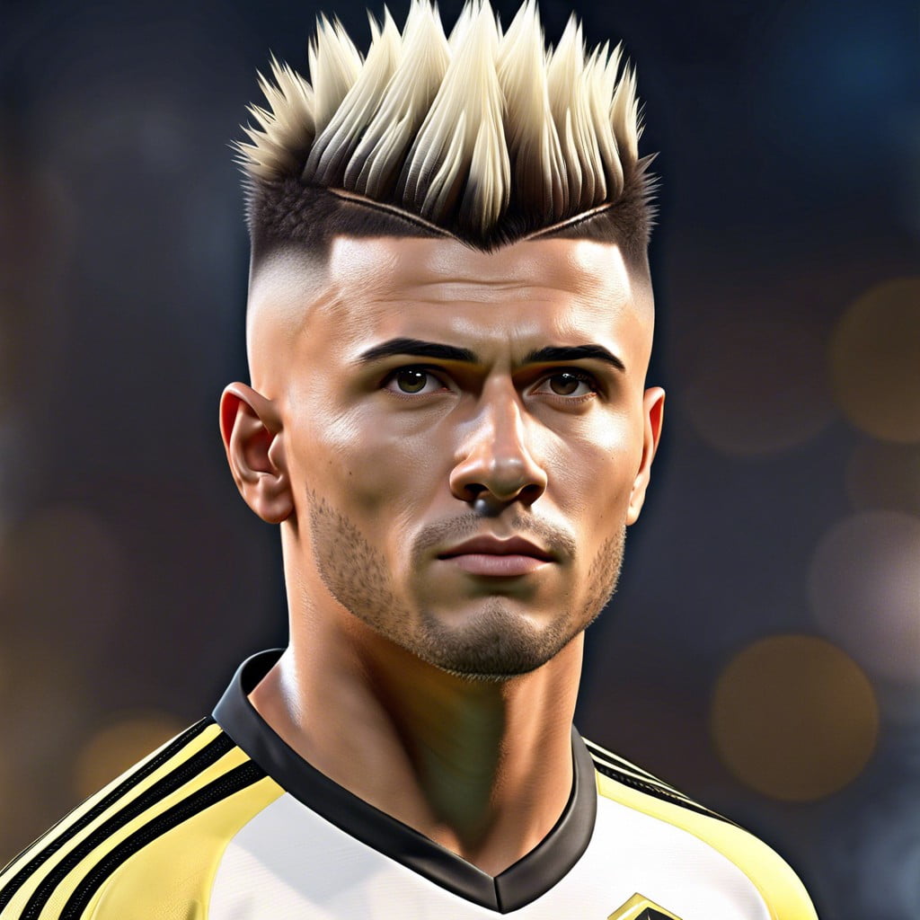 soccer player styling spiky top with mid fade