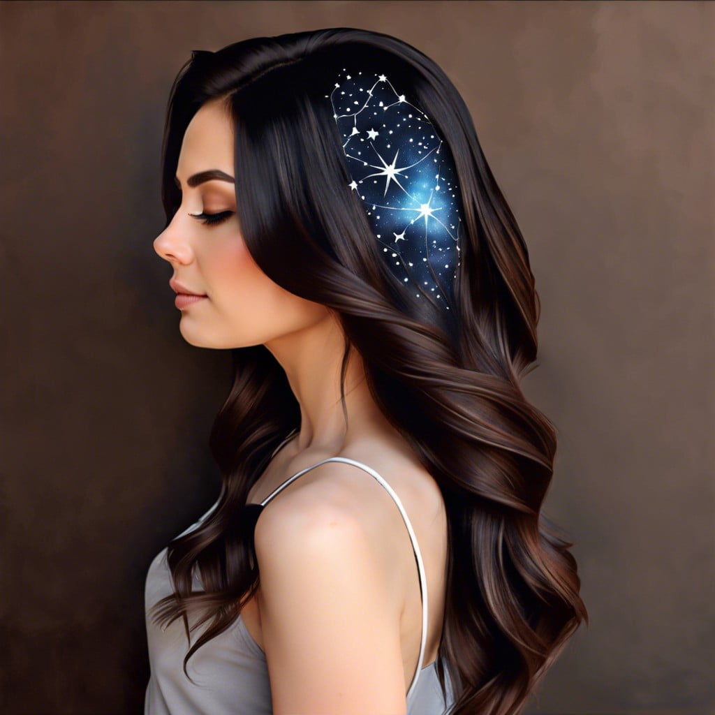 star constellation design on dark hair