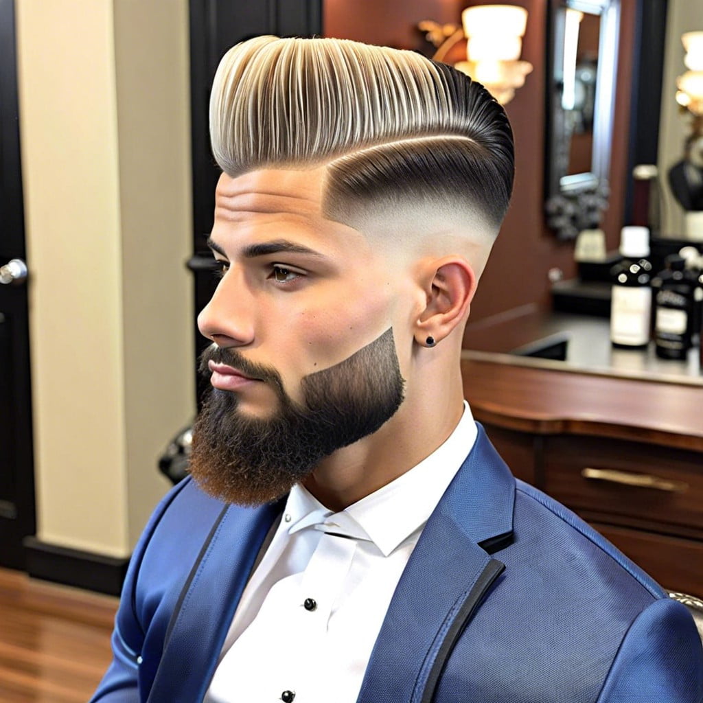 taper fade blended with classic pompadour