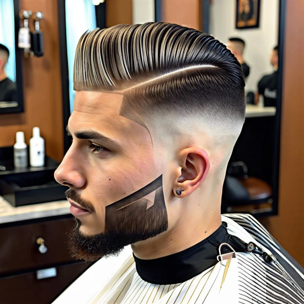 taper fade with geometric pattern design