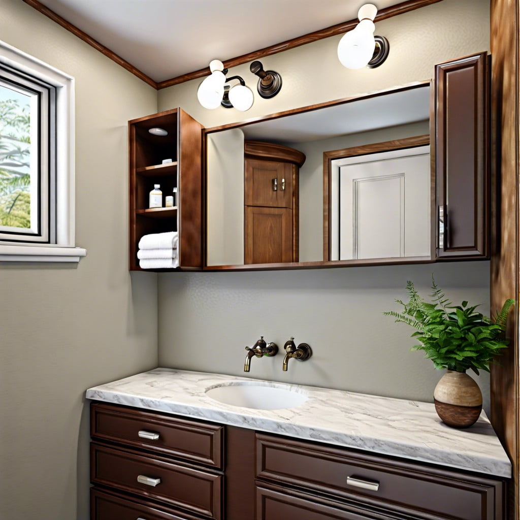 create a recessed medicine cabinet to avoid protruding into the space