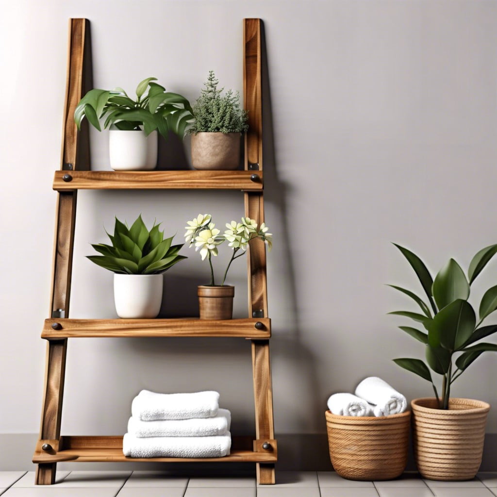 use ladder style shelves for a rustic touch
