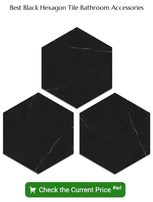 black hexagon tile bathroom accessories