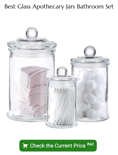 glass apothecary jars bathroom set