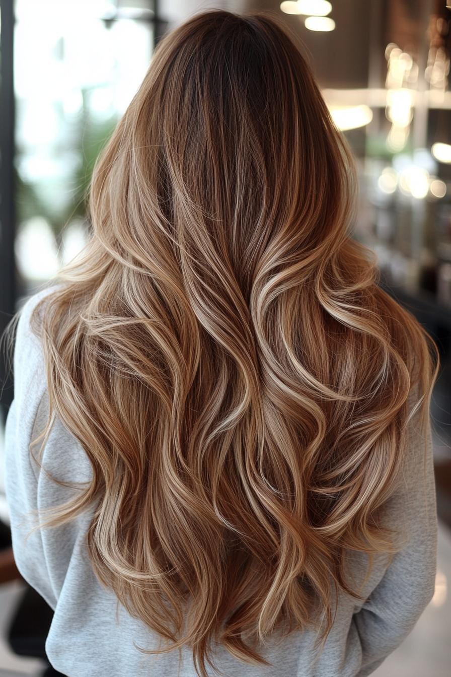 Long wavy ashy bronde hair