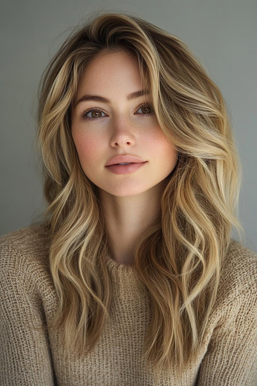 Wavy ash and bronde hairstyle