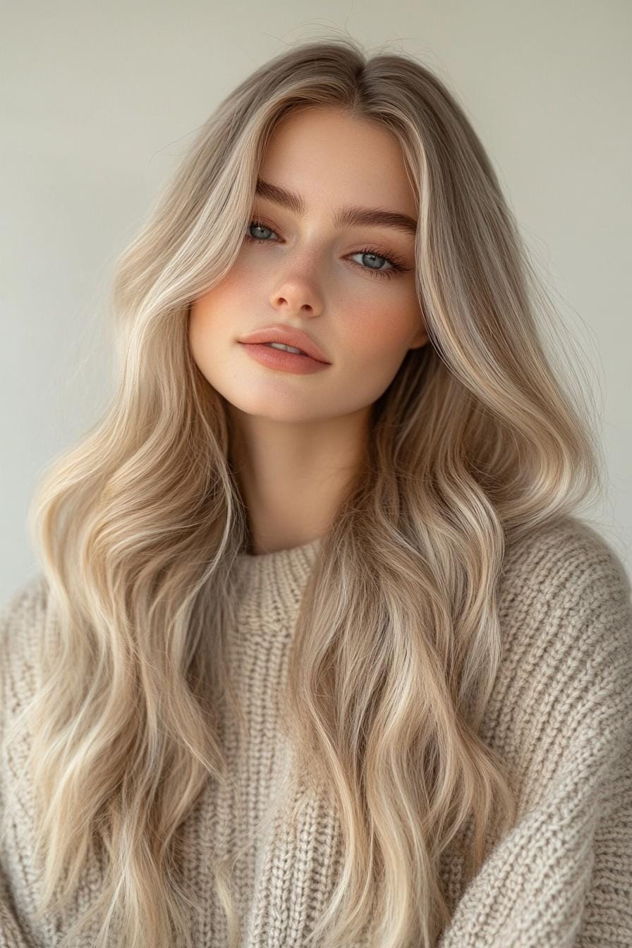 Stylish long wavy hairstyle