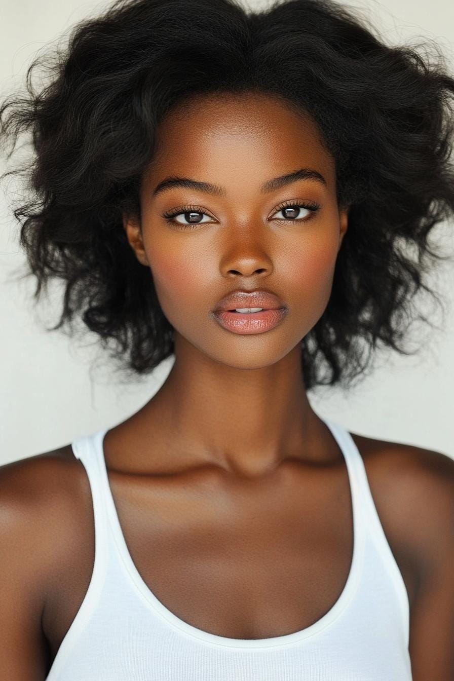 Model with voluminous, tousled short hair