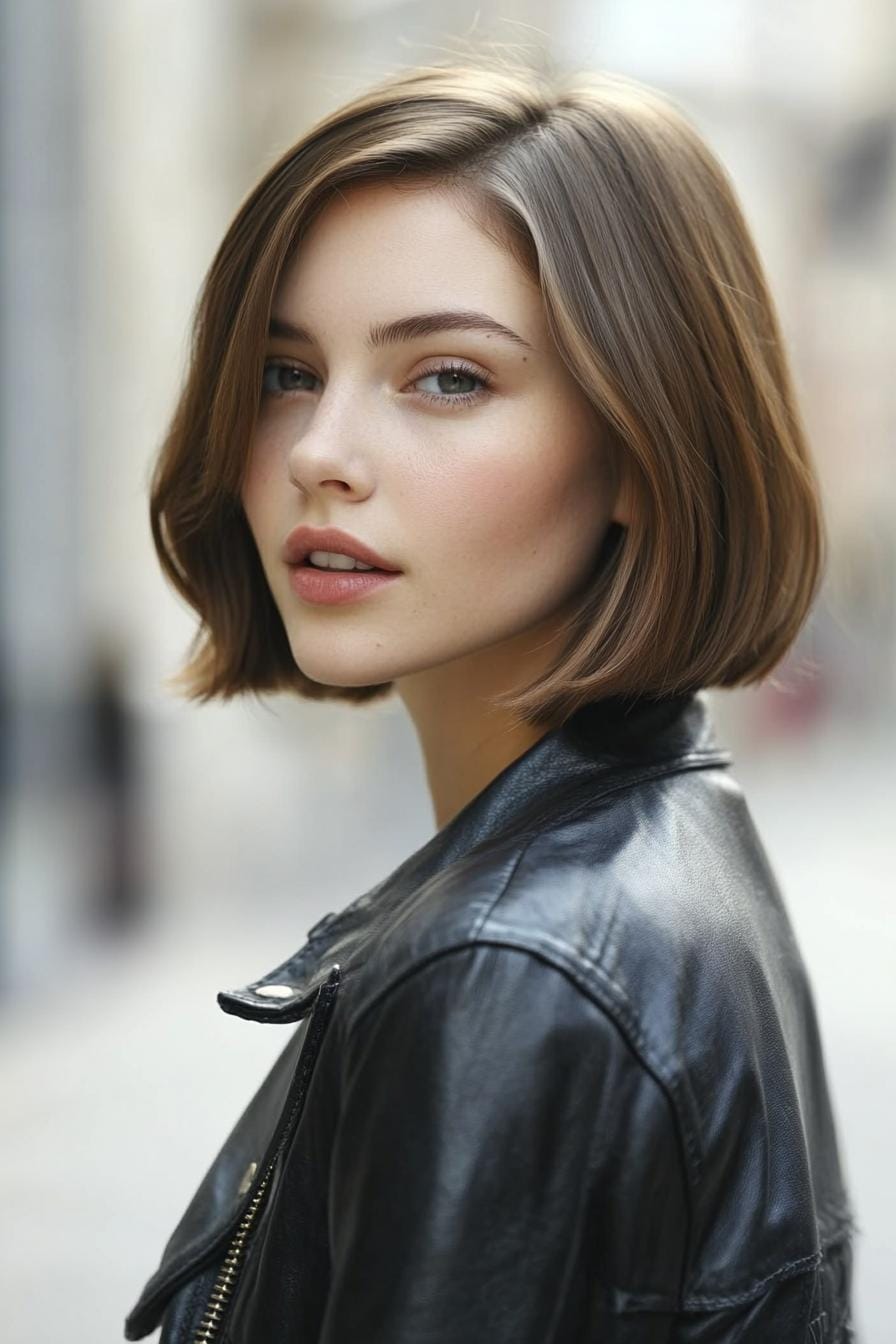 Short bob hairstyle with sleek layers