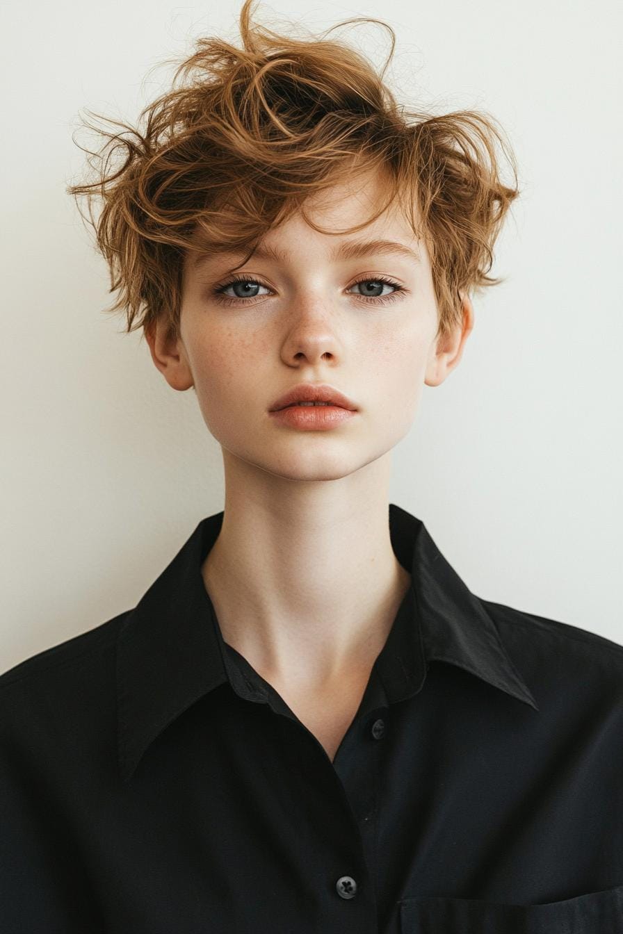 Messy short hair with natural volume