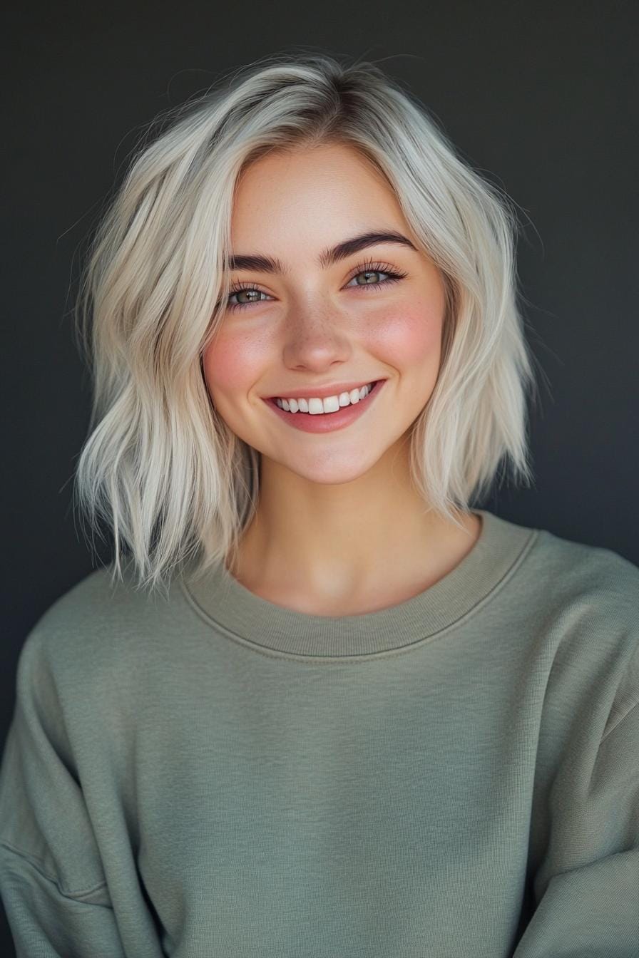 Blonde short hairstyle with soft waves