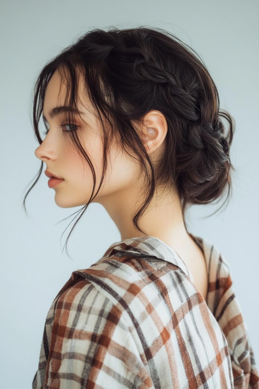 Stylish braided updo for short hair