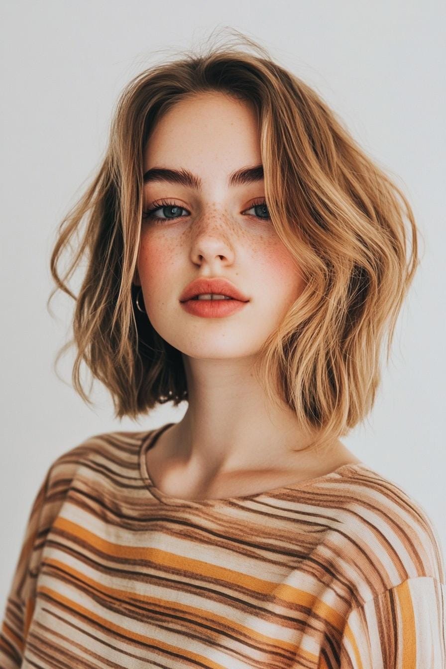 Short textured waves add playful volume to a bob cut