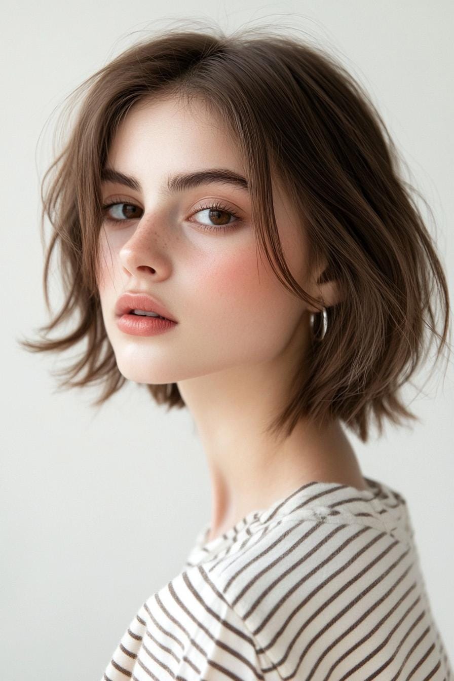 Short bob haircut with textured waves