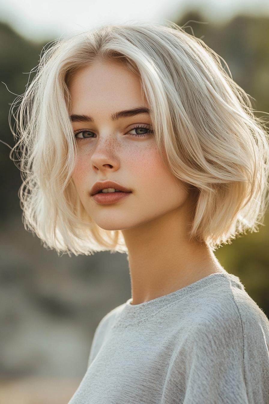 Blonde bob with a soft, natural wave