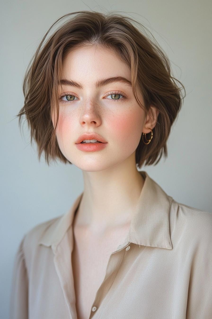 Short brown bob with soft waves