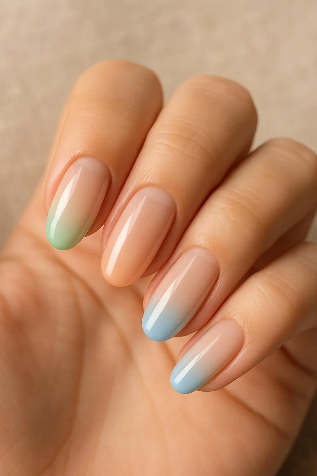 Gradient pastel ombre French nails