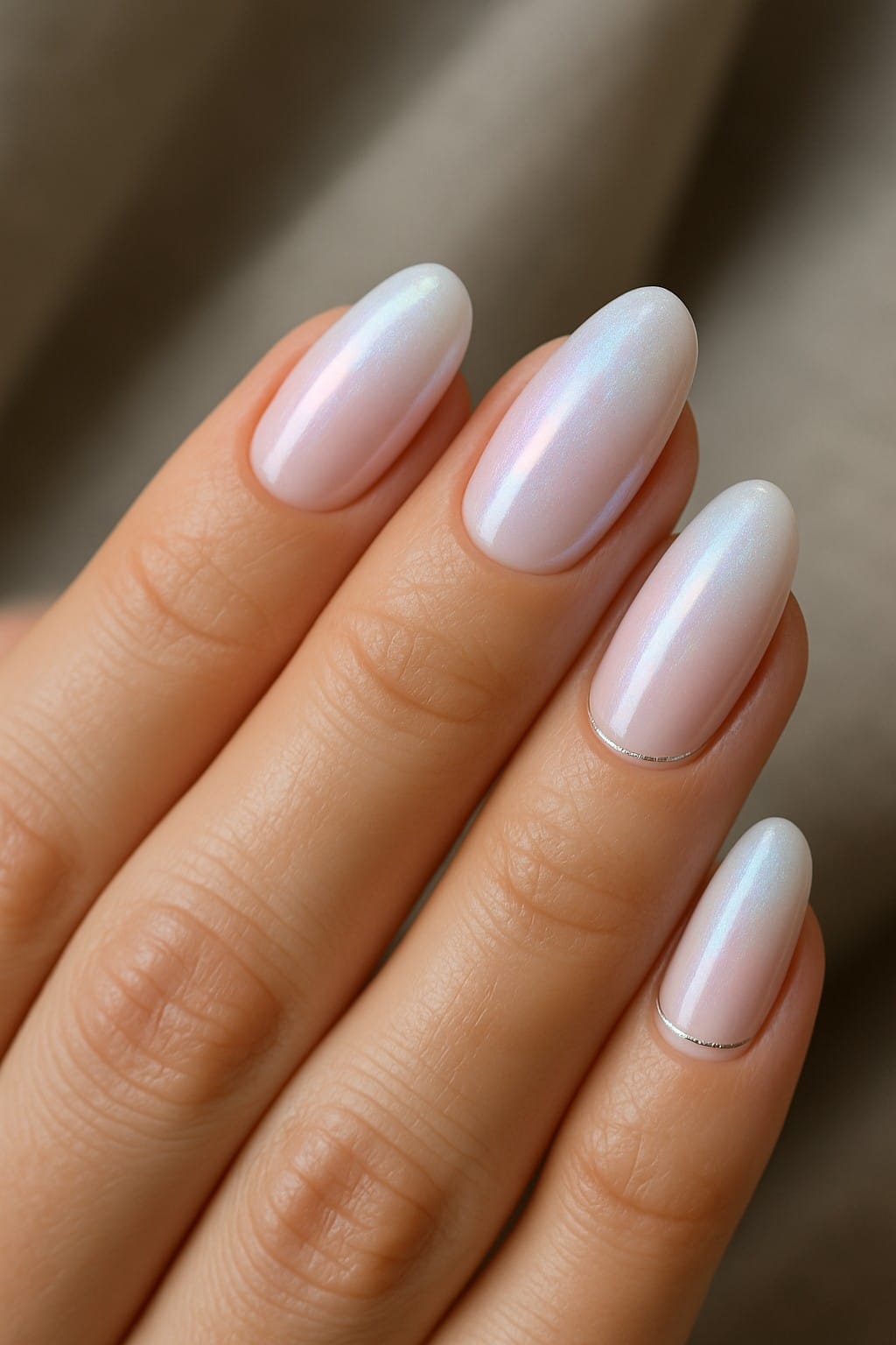 Glowing pearly nails with a soft shimmer