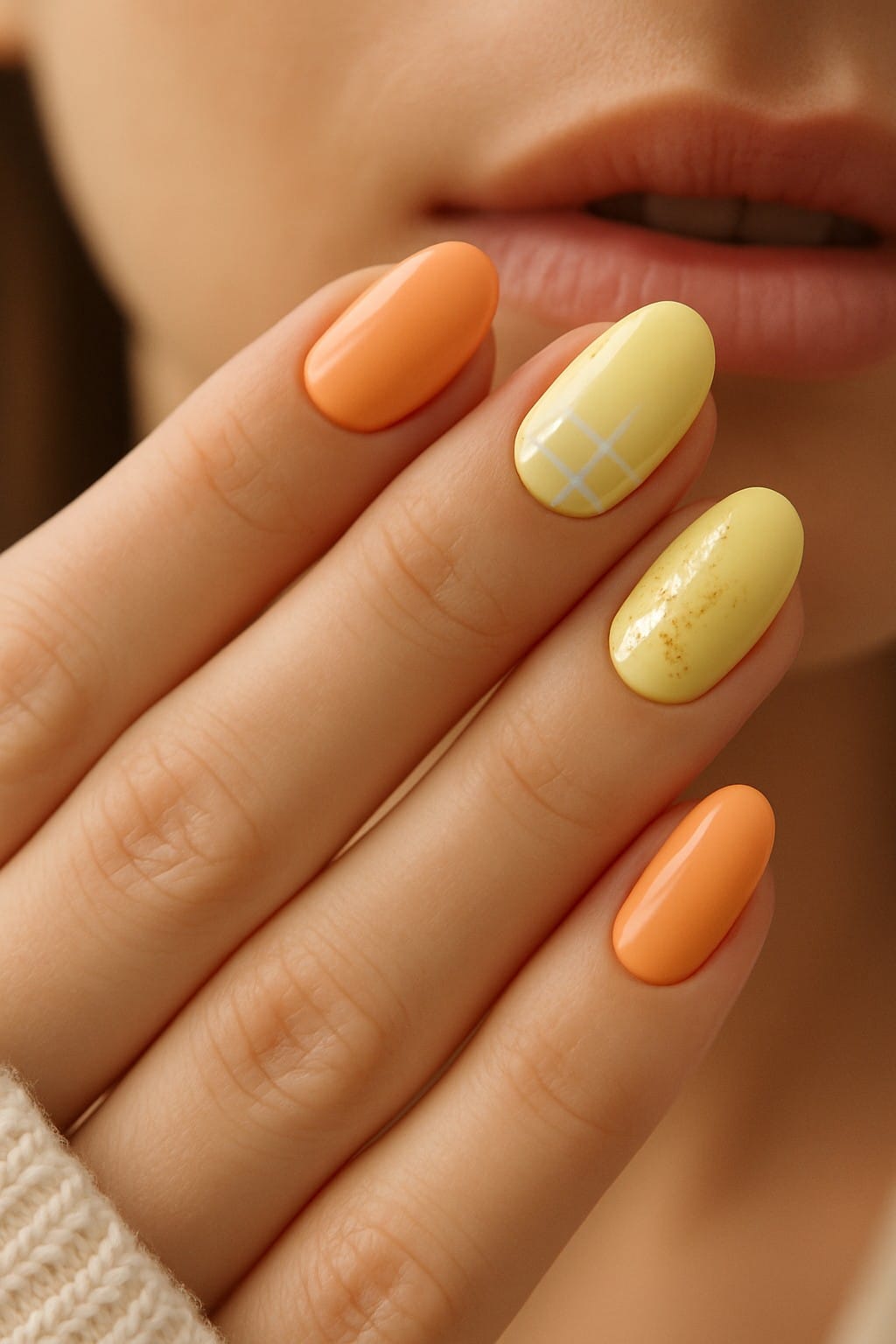 Orange and yellow summer nail design