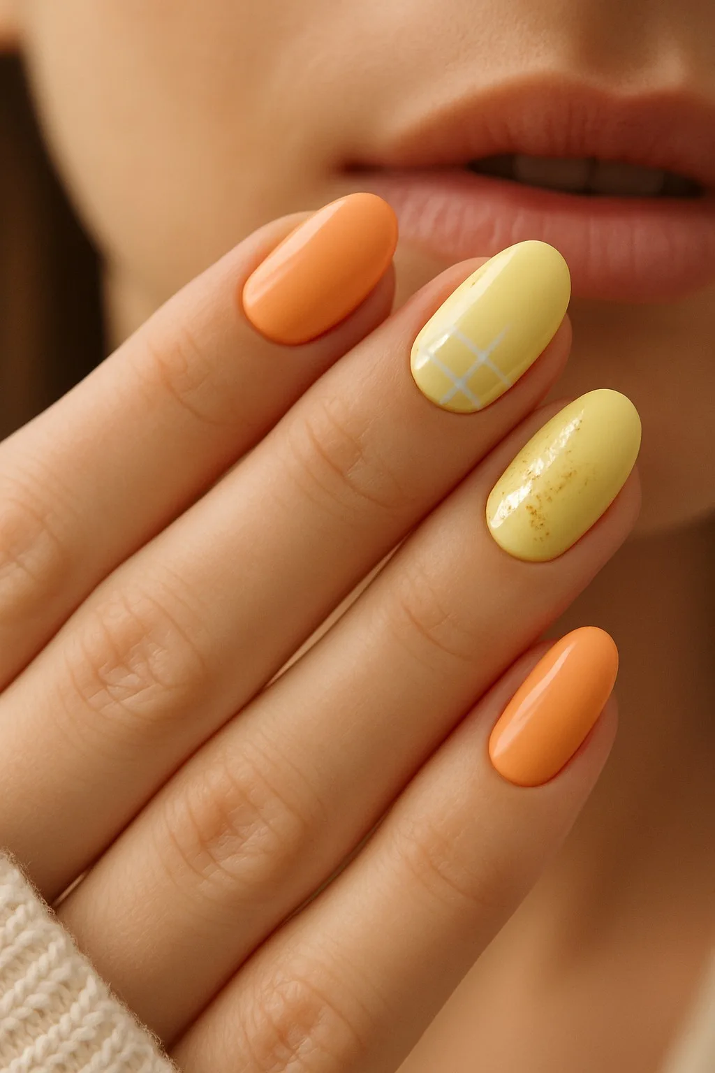 Orange and yellow summer nail design